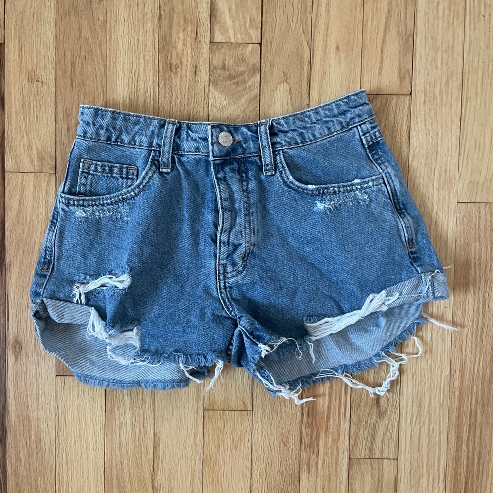 Forever 21 Ripped Blue Jean Shorts